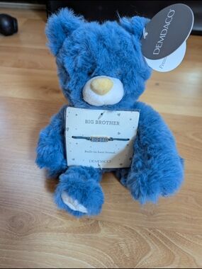 DEMDACO Big Brother Navy Bear NWT Big Bro Bracelet New Sibling Gift